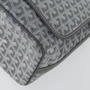 GOYARD Herringbone Capecian MM Bag PVC Leather Gray Silver Auth SW2120SM-9