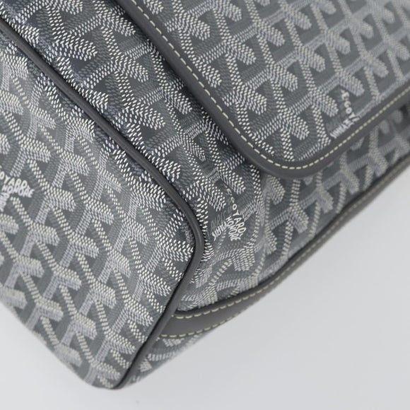 GOYARD Herringbone Capecian MM Bag PVC Leather Gray Silver Auth SW2120SM