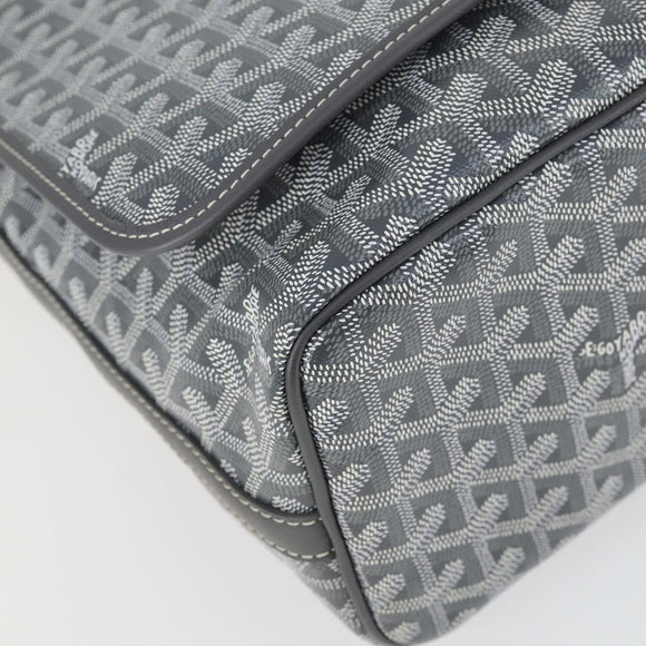 GOYARD Herringbone Capecian MM Bag PVC Leather Gray Silver Auth SW2120SM