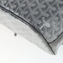 GOYARD Herringbone Capecian MM Bag PVC Leather Gray Silver Auth SW2120SM-15