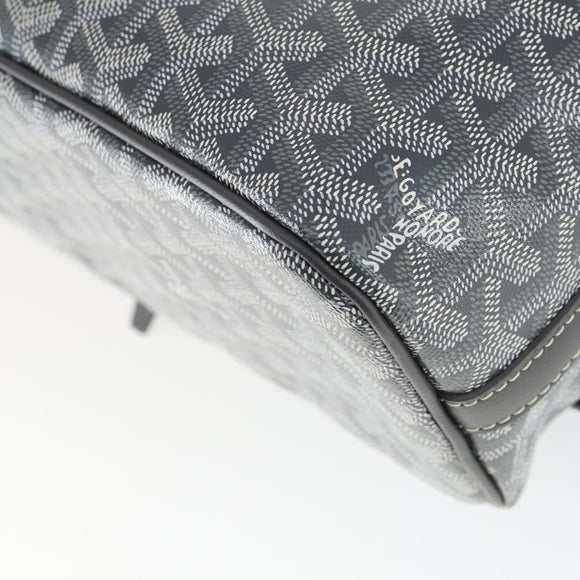 GOYARD Herringbone Capecian MM Bag PVC Leather Gray Silver Auth SW2120SM