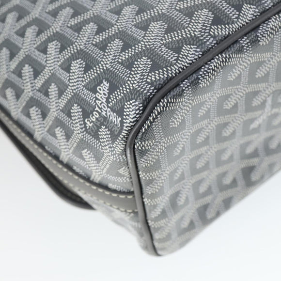 GOYARD Herringbone Capecian MM Bag PVC Leather Gray Silver Auth SW2120SM