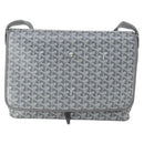 GOYARD Herringbone Capecian MM Bag PVC Leather Gray Silver Auth SW2120SM-13