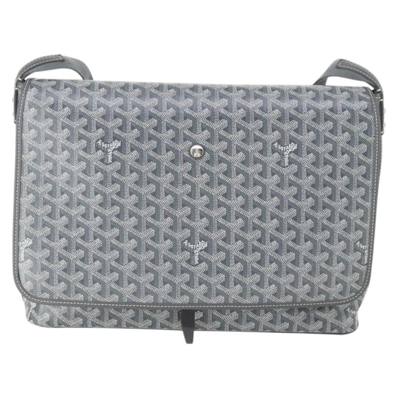 GOYARD Herringbone Capecian MM Bag PVC Leather Gray Silver Auth SW2120SM