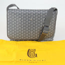 GOYARD Herringbone Capecian MM Bag PVC Leather Gray Silver Auth SW2120SM-12