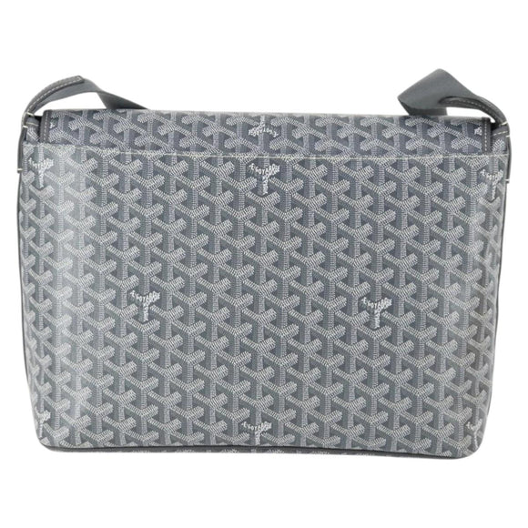 GOYARD Herringbone Capecian MM Bag PVC Leather Gray Silver Auth SW2120SM