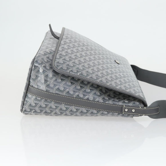 GOYARD Herringbone Capecian MM Bag PVC Leather Gray Silver Auth SW2120SM