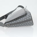 GOYARD Herringbone Capecian MM Bag PVC Leather Gray Silver Auth SW2120SM-4