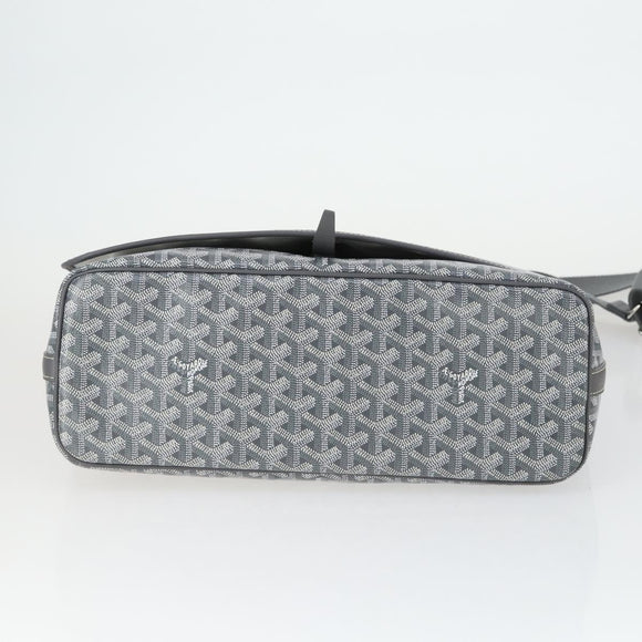 GOYARD Herringbone Capecian MM Bag PVC Leather Gray Silver Auth SW2120SM