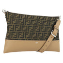 FENDI Zucca Canvas Shoulder Bag Black Brown Silver Auth SW2121SAM-1