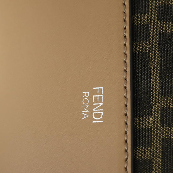 FENDI Zucca Canvas Shoulder Bag Black Brown Silver Auth SW2121SAM