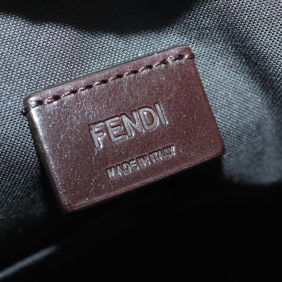 FENDI Zucca Canvas Shoulder Bag Black Brown Silver Auth SW2121SAM