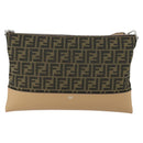 FENDI Zucca Canvas Shoulder Bag Black Brown Silver Auth SW2121SAM-13