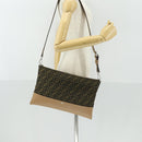 FENDI Zucca Canvas Shoulder Bag Black Brown Silver Auth SW2121SAM-23