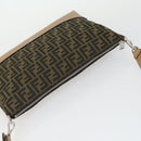 FENDI Zucca Canvas Shoulder Bag Black Brown Silver Auth SW2121SAM-6