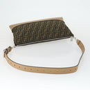 FENDI Zucca Canvas Shoulder Bag Black Brown Silver Auth SW2121SAM-7