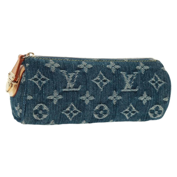 LOUIS VUITTON Monogram Denim Trousse Speedy GM Pouch Blue M95081 Auth SW2123SAV