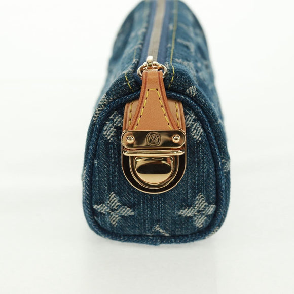LOUIS VUITTON Monogram Denim Trousse Speedy GM Pouch Blue M95081 Auth SW2123SAV