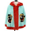 GUCCI Tiger Coat Poncho Jacket Fur Peppermint Auth SW2126SM-1