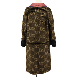 GUCCI GG Canvas Fur Coat Teddy Bear Applique Jacket Brown Auth SW2127SM - 0