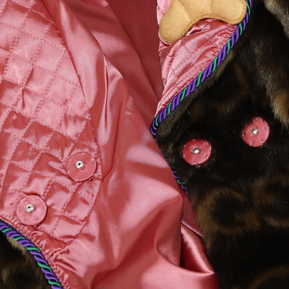 GUCCI GG Canvas Fur Coat Teddy Bear Applique Jacket Brown Auth SW2127SM