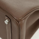 HERMES Birkin 30 Hand Bag Leather Silver Etope Auth SW2129SM-15