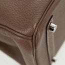 HERMES Birkin 30 Hand Bag Leather Silver Etope Auth SW2129SM-16