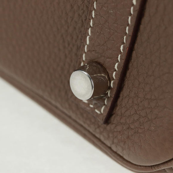 HERMES Birkin 30 Hand Bag Leather Silver Etope Auth SW2129SM