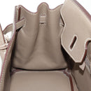 HERMES Birkin 30 Hand Bag Leather Silver Etope Auth SW2129SM-30