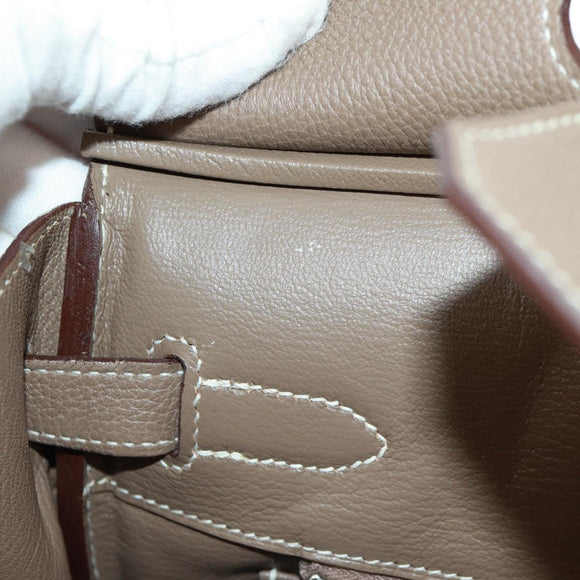 HERMES Birkin 30 Hand Bag Leather Silver Etope Auth SW2129SM