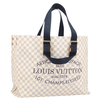 LOUIS VUITTON Damier Azur Plan Soleil Cabas GM Tote Bag N41180 LV Auth SW2130SM