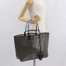 GOYARD Herringbone Saint Louis PM Tote Bag PVC Black Auth SW2134SM-32
