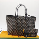 GOYARD Herringbone Saint Louis PM Tote Bag PVC Black Auth SW2134SM-12