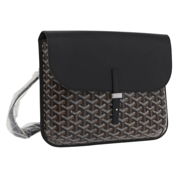 GOYARD Herringbone Croucher Shoulder Bag PVC Leather Black Auth SW2135SM