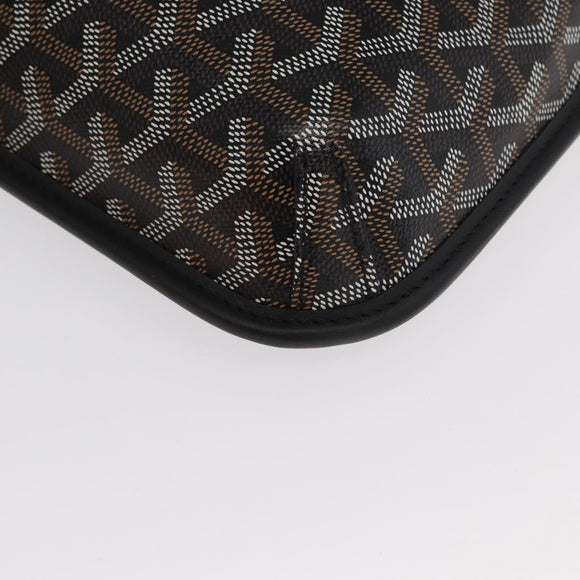 GOYARD Herringbone Croucher Shoulder Bag PVC Leather Black Auth SW2135SM