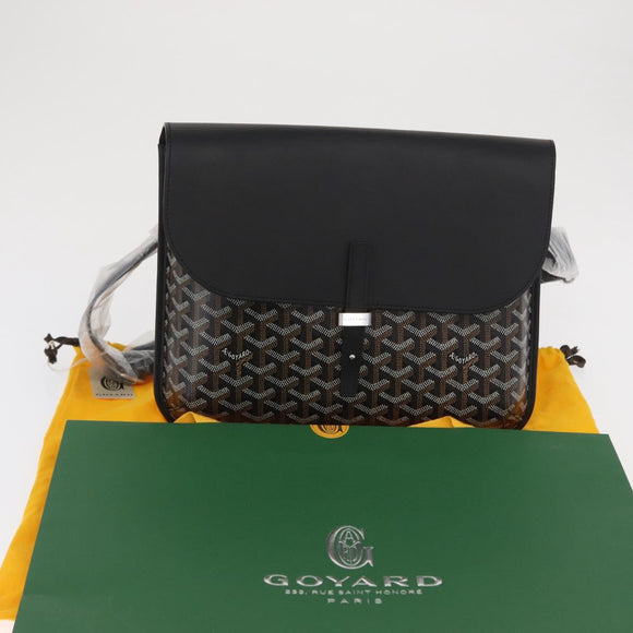 GOYARD Herringbone Croucher Shoulder Bag PVC Leather Black Auth SW2135SM