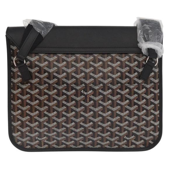 GOYARD Herringbone Croucher Shoulder Bag PVC Leather Black Auth SW2135SM