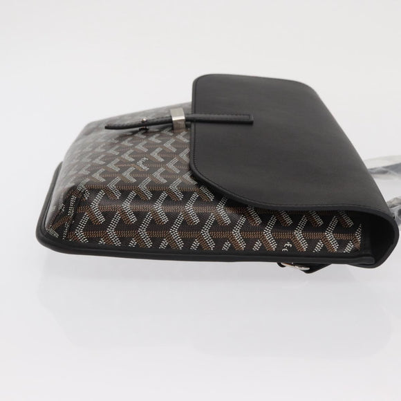 GOYARD Herringbone Croucher Shoulder Bag PVC Leather Black Auth SW2135SM