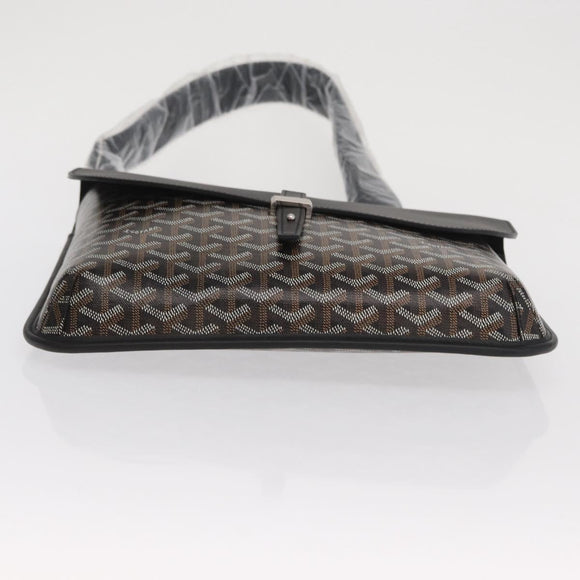 GOYARD Herringbone Croucher Shoulder Bag PVC Leather Black Auth SW2135SM
