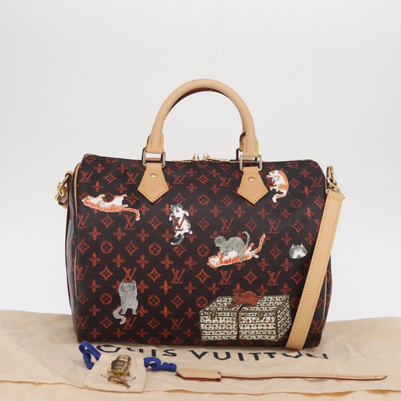 LOUIS VUITTON Catgram Speedy Bandouliere 30 Hand Bag M44401 LV Auth SW2136SM