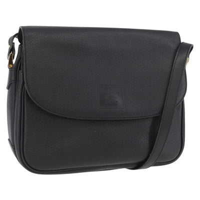 Burberrys Shoulder Bag Leather Black Gold Auth SW2150A