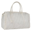 FENDI Zucca Canvas Boston Bag White Silver Auth SW2152V-1