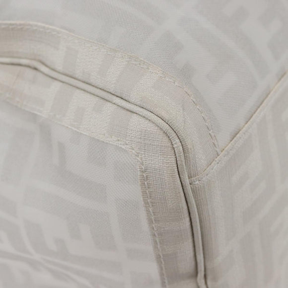 FENDI Zucca Canvas Boston Bag White Silver Auth SW2152V