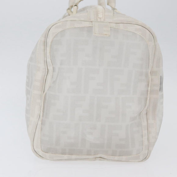 FENDI Zucca Canvas Boston Bag White Silver Auth SW2152V