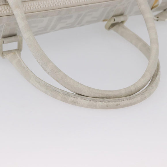 FENDI Zucca Canvas Boston Bag White Silver Auth SW2152V