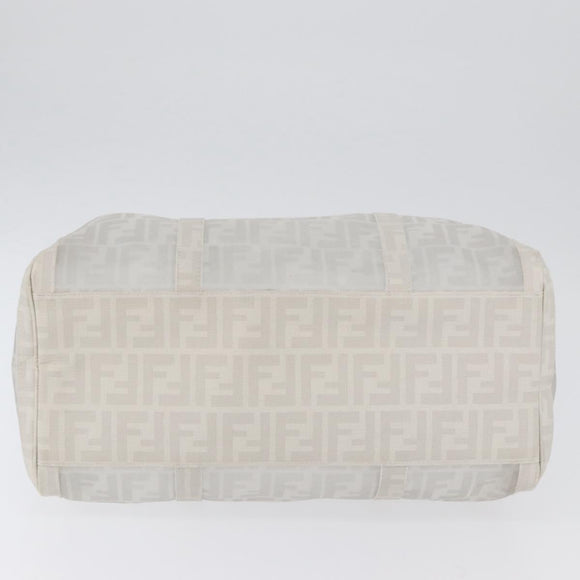 FENDI Zucca Canvas Boston Bag White Silver Auth SW2152V