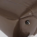 Christian Dior Maris Pearl Hand Bag Patent leather Brown Silver Auth SW2153A-8