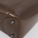 Christian Dior Maris Pearl Hand Bag Patent leather Brown Silver Auth SW2153A-15