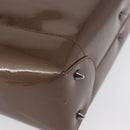 Christian Dior Maris Pearl Hand Bag Patent leather Brown Silver Auth SW2153A-16