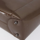 Christian Dior Maris Pearl Hand Bag Patent leather Brown Silver Auth SW2153A-17